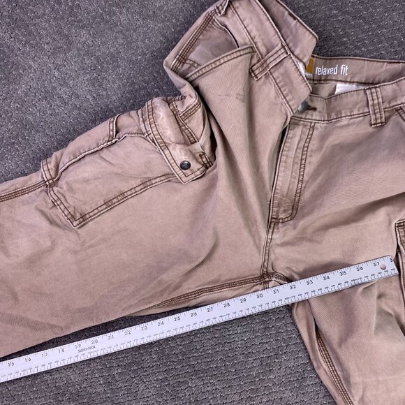 Carhartt Relaxed Fit Cargo Pants Men's 38 x 32 Fits 38 x 30.5 Beige 100272 908 - Picture 13 of 14